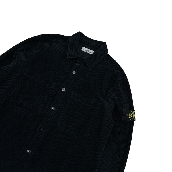 Stone Island 2023 Navy Corduroy Buttoned Overshirt - Large