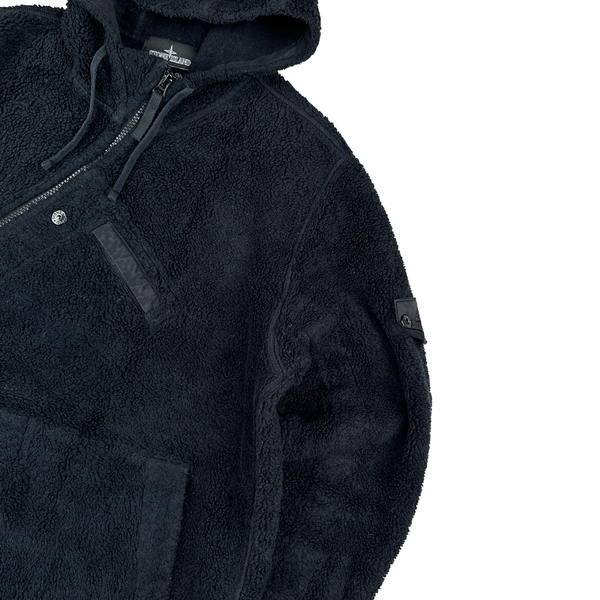 Stone Island 2017 Black Teddy Fleece Shadow Project Hoodie - Large