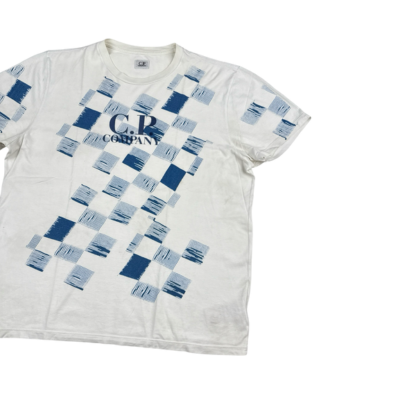 CP Company Cotton White Blue Graphic T Shirt - XL