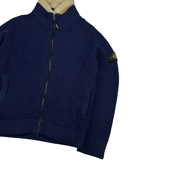 Stone Island 2014 Navy Wool Dutch Rope Lined President Knit Knit - XL
