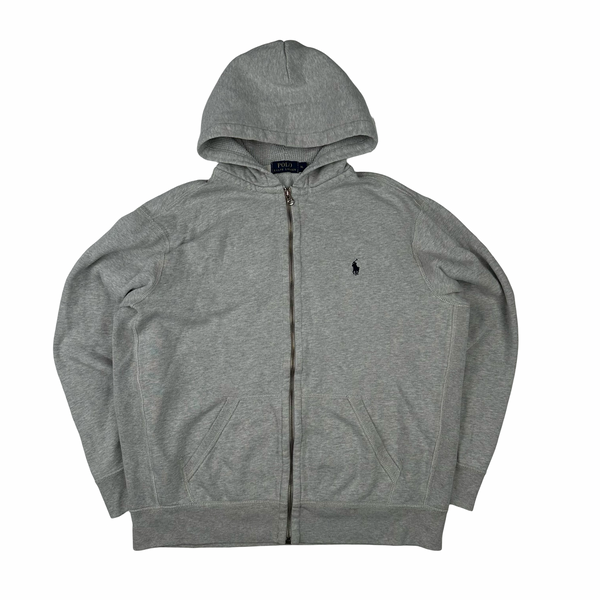 Ralph Lauren Grey Thick Cotton Zipped Hoodie - XL