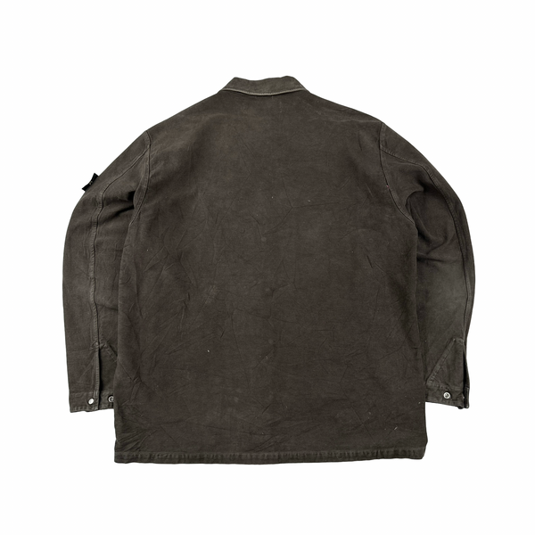 Stone Island 2003 Brown Compact  Buttoned Thick Cotton Boxy Fit Shirt - XXL
