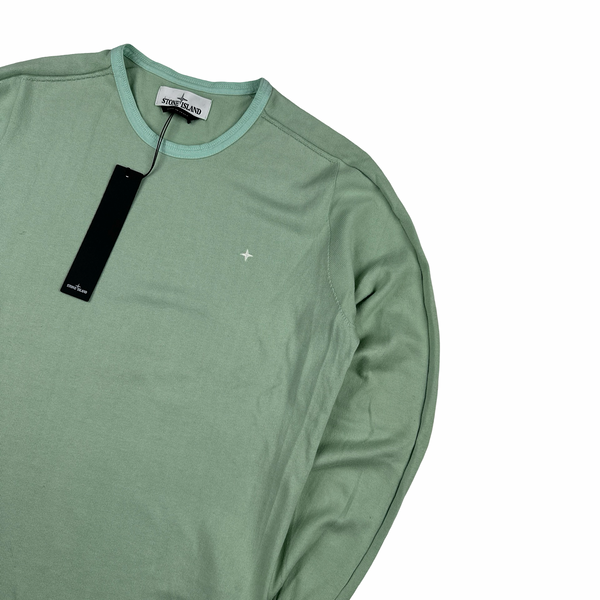 Stone Island 2018 Green Stellina Knit Cotton Crewneck Jumper - Small