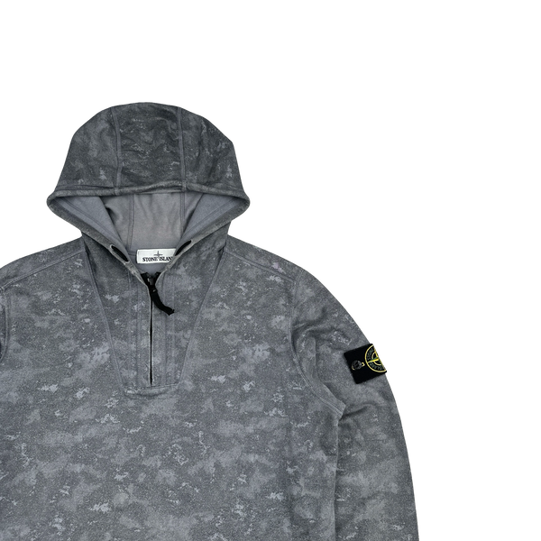 Stone Island 2015 Grey Cotton Marl Quarter Zipped Hoodie - Medium