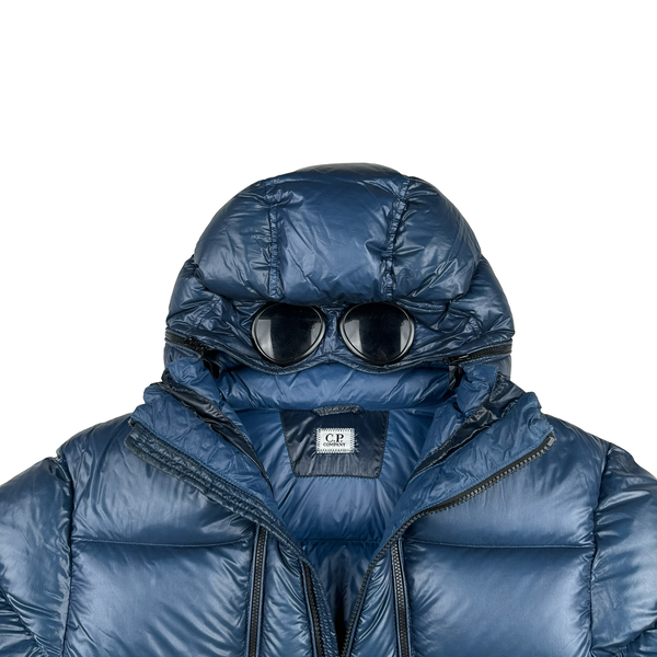 CP Company Blue DD Shell Google Multi Zip Puffer Jacket - Large