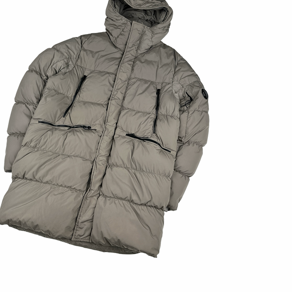 CP Company Beige Nycra Down Filled Puffer Long Jacket - Large