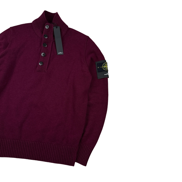 Stone Island 2017 Dark Red High Neck Knitted Jumper - Large
