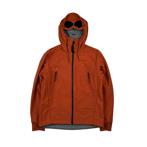 CP Company Burnt Orange Fleece Lined Goggle Soft Shell Jacket - Large