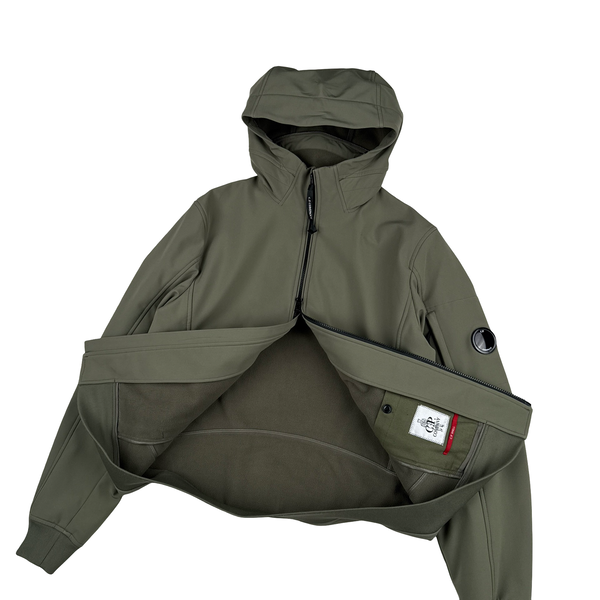 CP Company Khaki Fleece Lined Soft Shell Goggle Jacket - Large