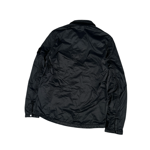 Stone Island 2020 Black Lamy Flock Zipped Overshirt - Small
