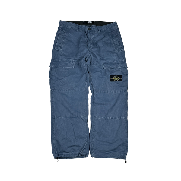 Stone Island 2024 Blue Baggy Fit Cargo Trousers - 36"