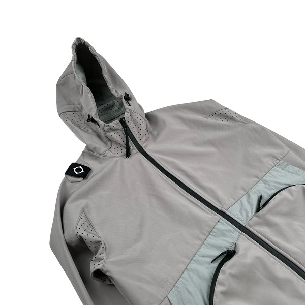 Ma Strum Grey Double Layer Nylon Hooded Jacket - Medium