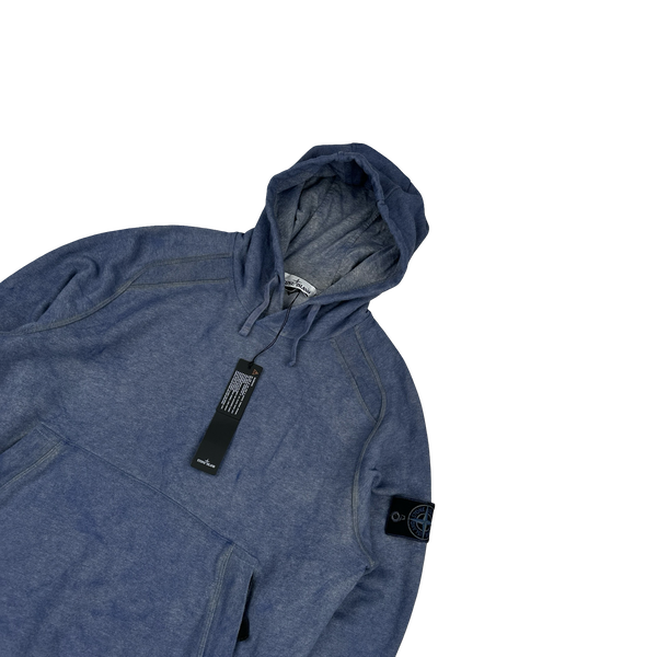 Stone Island 2021 Blue Dust Treatment Pullover Hoodie - Small