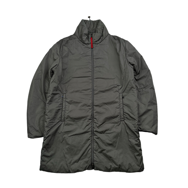 Prada Silver Nylon Padded Long Jacket - Large