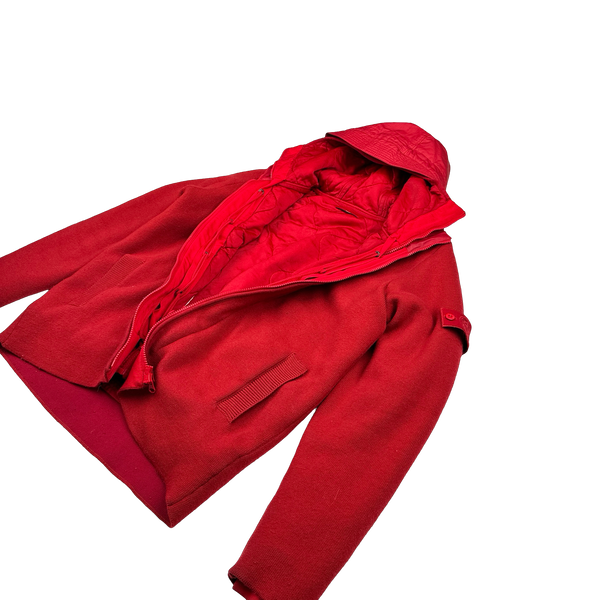 Stone Island 2013 Red Ghost Piece Mussola Gommta Hood Wool Dutch Rope Jacket - Large
