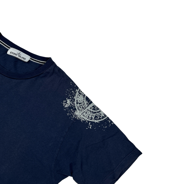 Stone Island 2017 Navy Arm Compass Graphic Logo T Shirt - Medium
