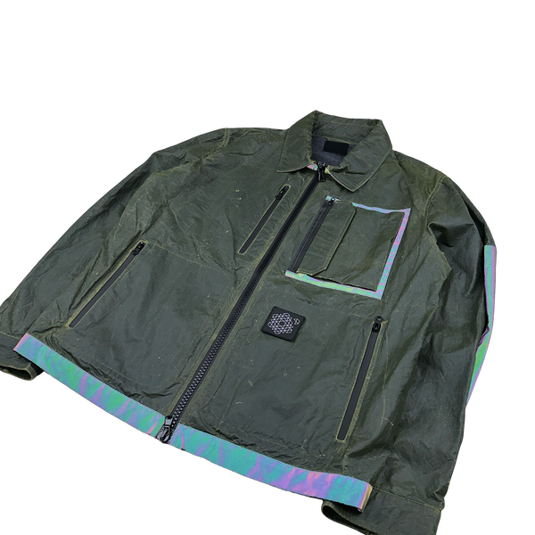 Plurimus Green Reflective Rubber Coated Zipped Overshirt - Large
