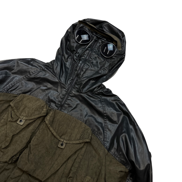 CP Company Brown Quilted Lined Goretex Paneled Goggle Jacket - Medium