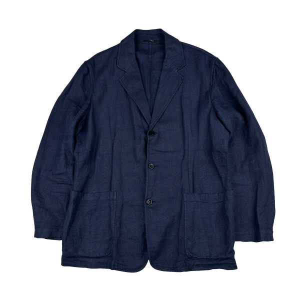 CP Company Navy Lino Flax Buttoned Blazer - XL