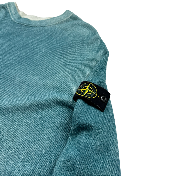 Stone Island 2020 Blue Hand Sprayed Cotton Knit - Large