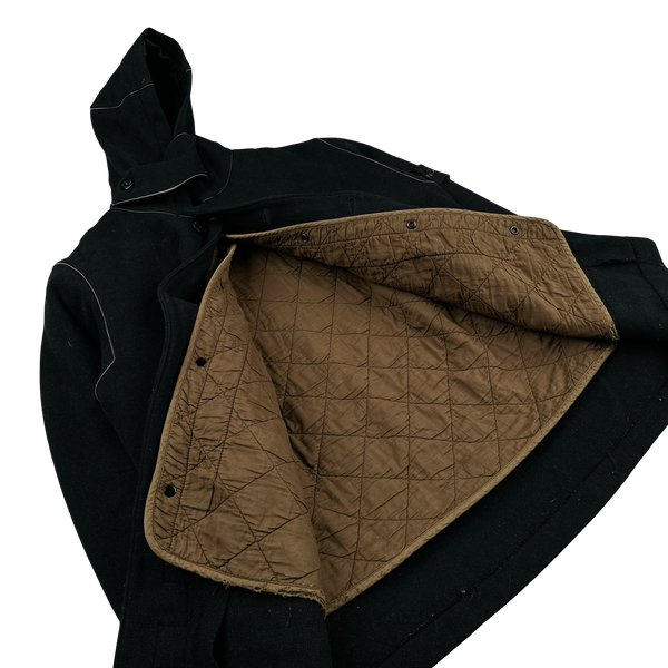Stone Island 2002 Navy Contrast Seam Wool Quilted Dual Layer Jacket - Medium
