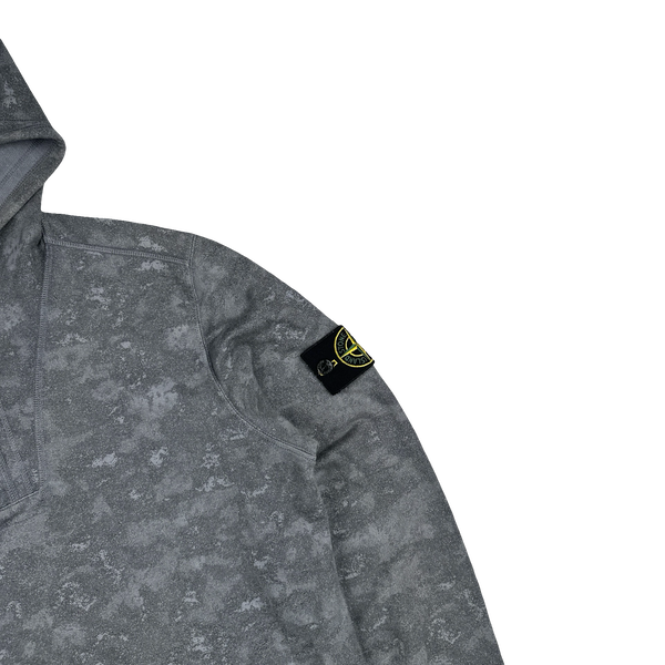 Stone Island 2015 Grey Cotton Marl Quarter Zipped Hoodie - Medium