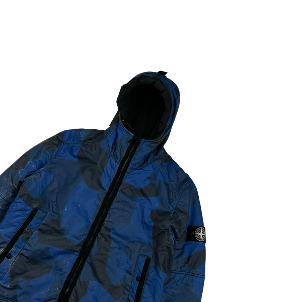 Stone Island 2012 Blue Fleece Lined Camo Reflective Jacket - Large