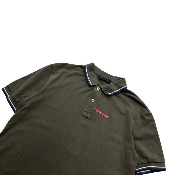 Prada Khaki Cotton Polo Shirt - Large