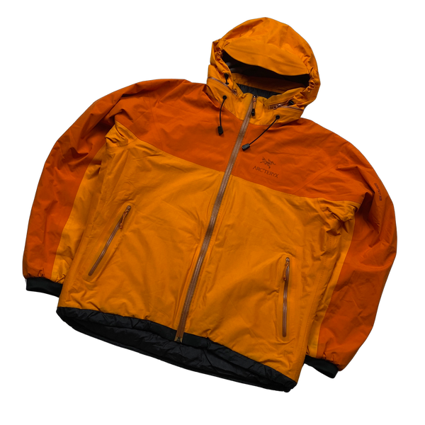 Arcteryx Two Tone Orange Primaloft Padded Gore Tex XCR Jacket Medium