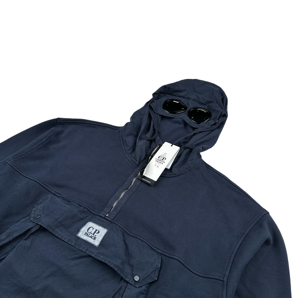 CP Company x Palace Navy Spellout Goggle Hoodie - XL