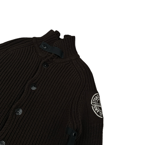 Stone Island 2005 Heavyweight Wool Knit Spellout Cardigan - XL
