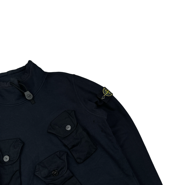 Stone Island 2021 Navy Chest Cargo Pocket Pullover Jumper - Medium