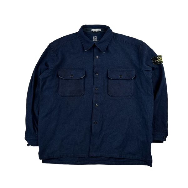 Stone Island 1995 Navy Vintage Wool Overshirt - XXL