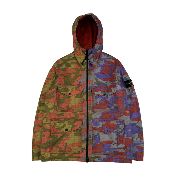 Stone Island 2022 Heritage Camo Ripstop Nylon Watro Hooded Jacket - Medium