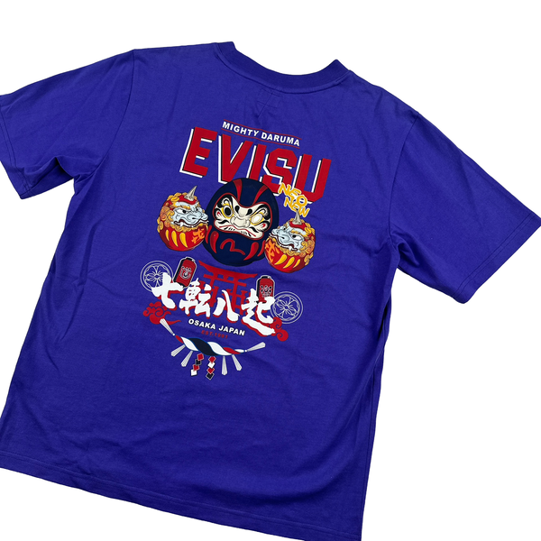 Evisu Graphic Blue Spellout T Shirt - Large