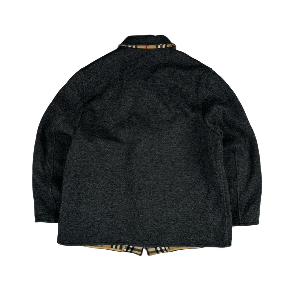Burberry Grey Wool Nova Check Collar Lined Jacket - XL