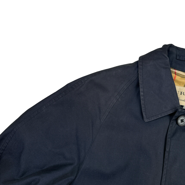 Burberry Nova Check Lined Navy Trench Coat - Medium