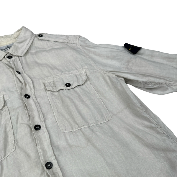 Stone Island 2015 White Linen Buttoned Shirt - Large