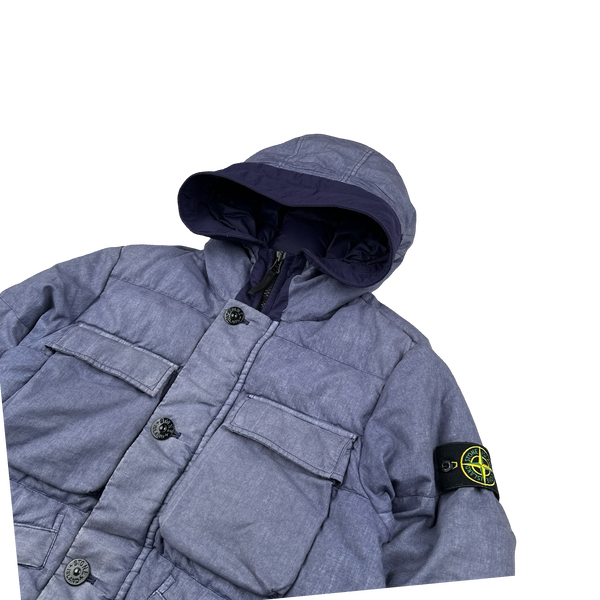 Stone Island Purple Lino Resinato Down-TC Puffer Jacket - Small