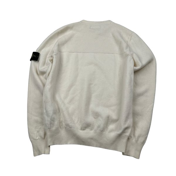 Stone Island 2019 Cream Wool Crewneck Jumper - Small