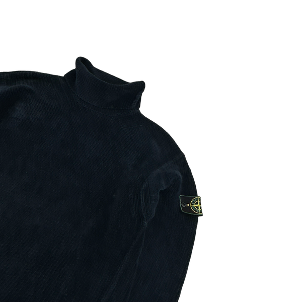 Stone Island Vintage 1995 Navy Chenille Knit Vintage Roll Neck - Medium