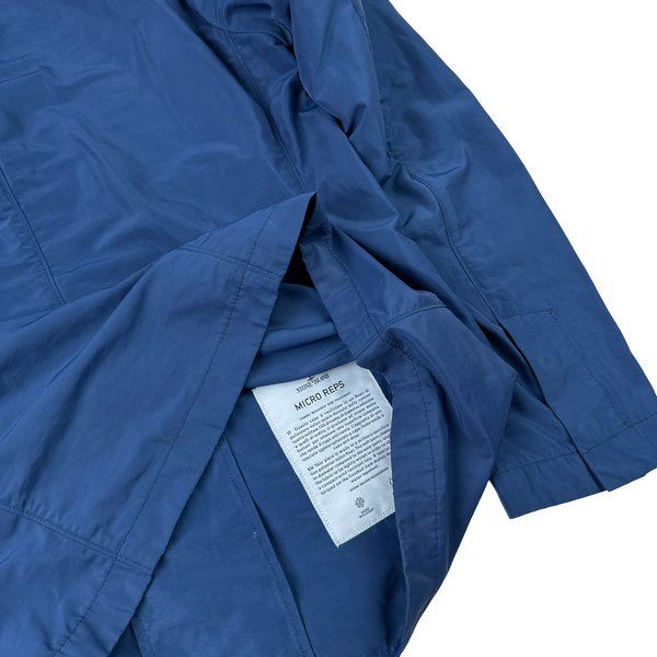 Stone Island 2019 Blue Micro Reps Button Up Jacket - Large