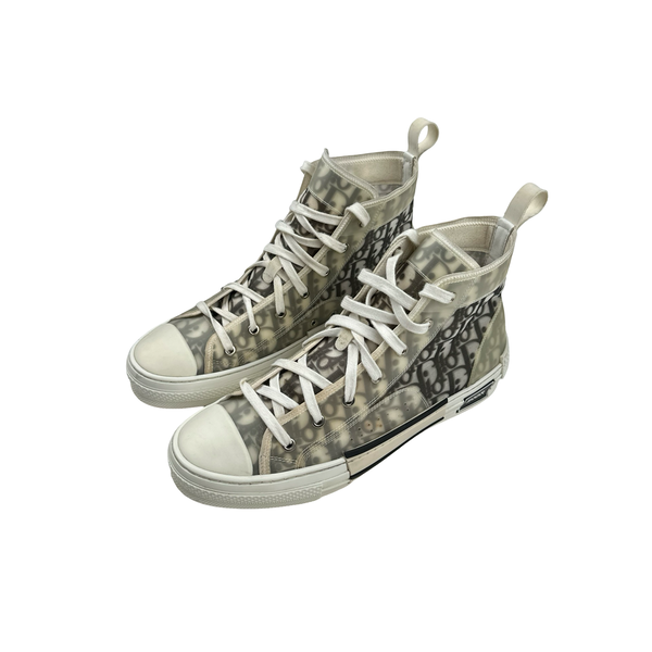 Dior Oblique Monogram High Top White Trainers - UK 9