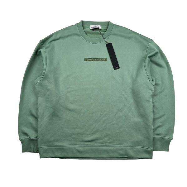 Stone Island 2022 Green Spellout Crewneck Jumper - XL, 3XL