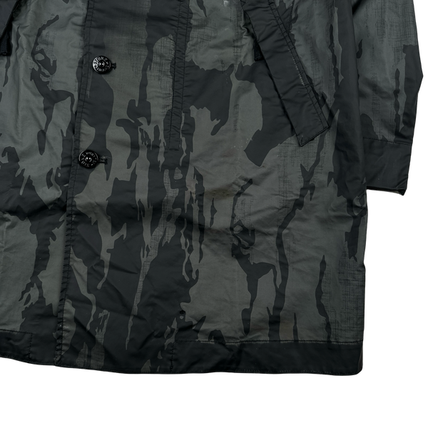 Stone Island 2015 Reverse Colour Process Flowing Camo Raso Gommato Trench Coat - Medium