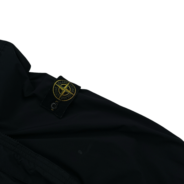 Stone Island 2021 Black Skin Touch Nylon Hooded Jacket - Medium