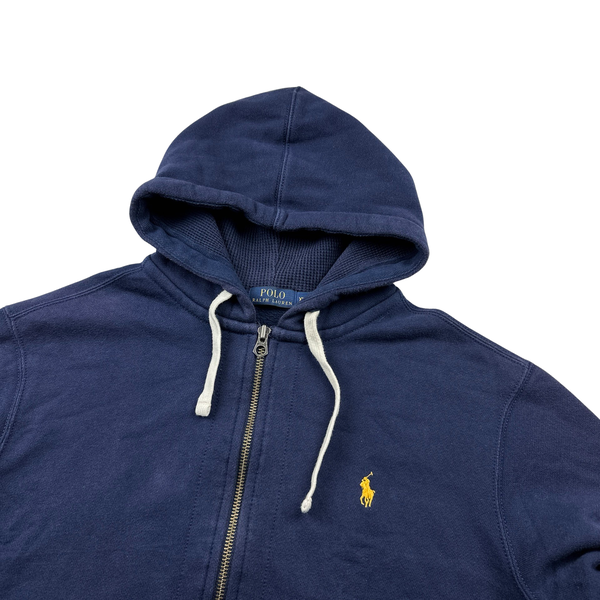 Ralph Lauren Navy Thick Cotton Zipped Hoodie - XL