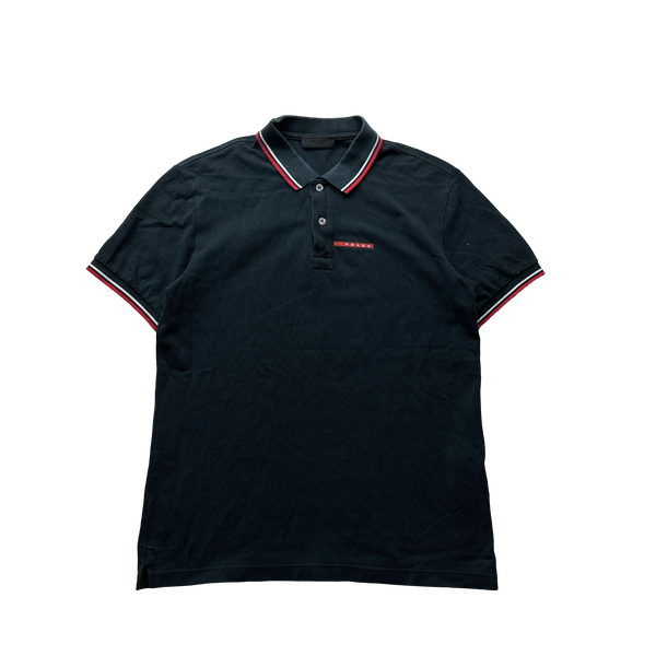 Prada Black Cotton Polo Shirt - Large