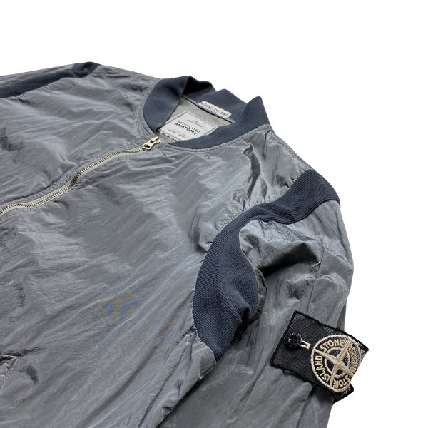 Stone Island Articulated Anatomy White Mesh Badge Nylon Metal Bomber Jacket - XXL