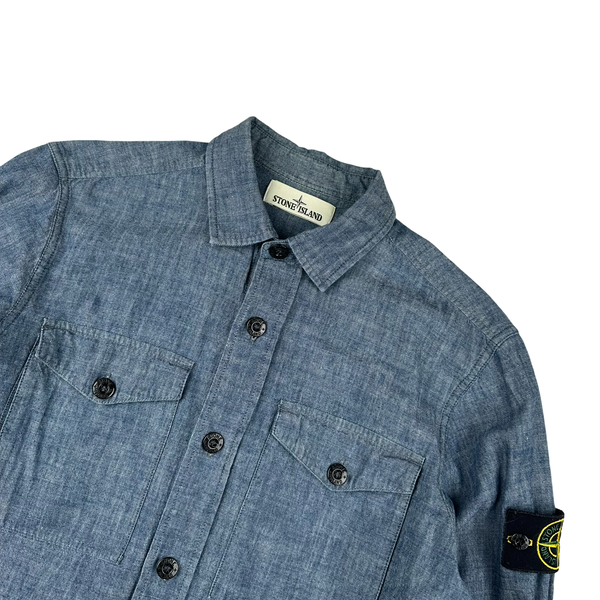 Stone Island 2017 Blue Cotton Buttoned Overshirt - Medium